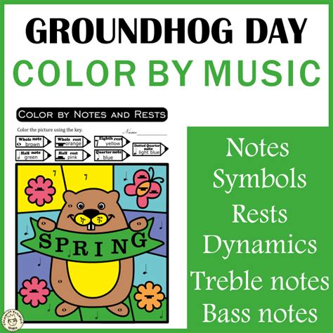 Groundhog Day Music Color by Note Sheets | Made By Teachers