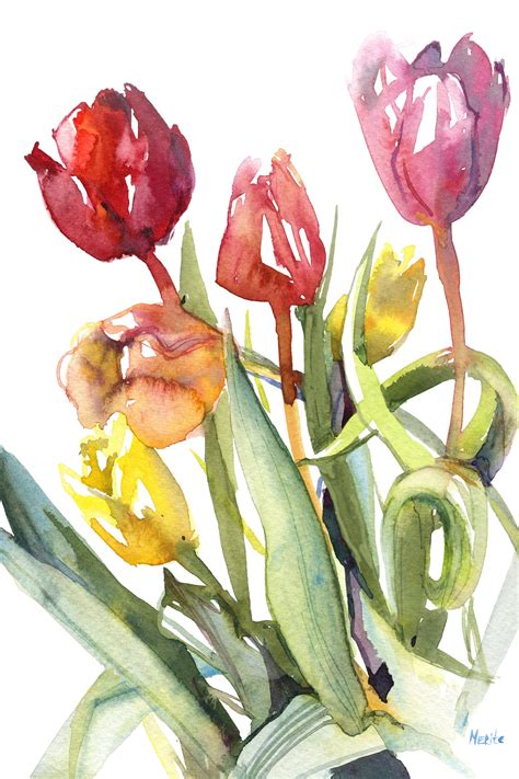 Tulip Printable Watercolor Sketch Tulip Instant Download | Etsy