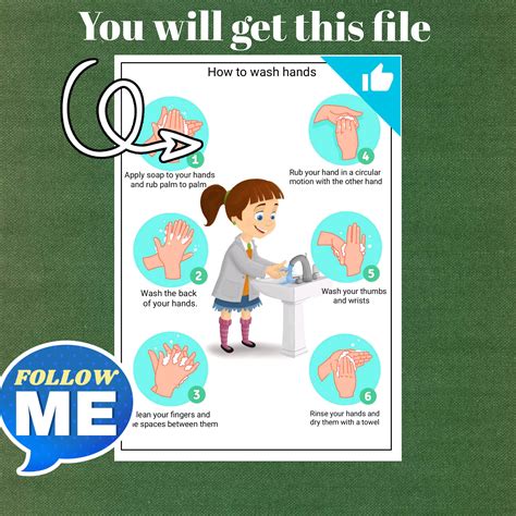 Hand Washing Poster Kids Bathroom Educational Poster Toddler Learning ...