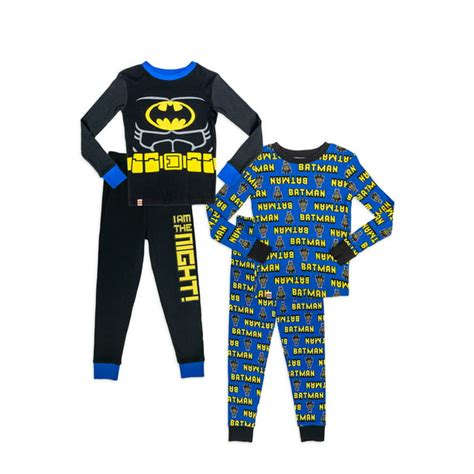 Lego Batman Boys Long Sleeve Tops And Long Pants 4 Piece Pajama Sleep