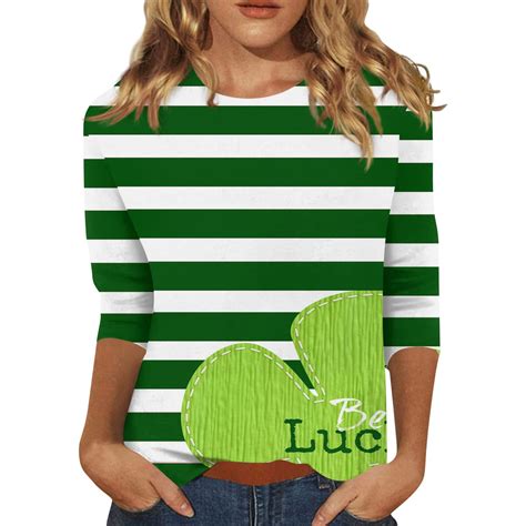 Susanny St Patricks Day T Shirts For Women Plus Size 3 4 Sleeve Crew