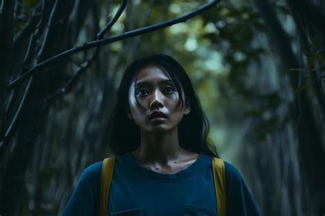 Premium AI Image Asian Woman Lost In Forest At Summer Day Neural