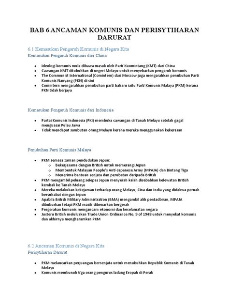 Bab 6 Ancaman Komunis Dan Perisytiharan Darurat Pdf