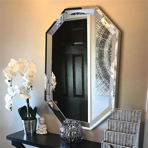 Chende 24 X36 Angled Large Decorative Wall Mirror Octagonal Bathroom