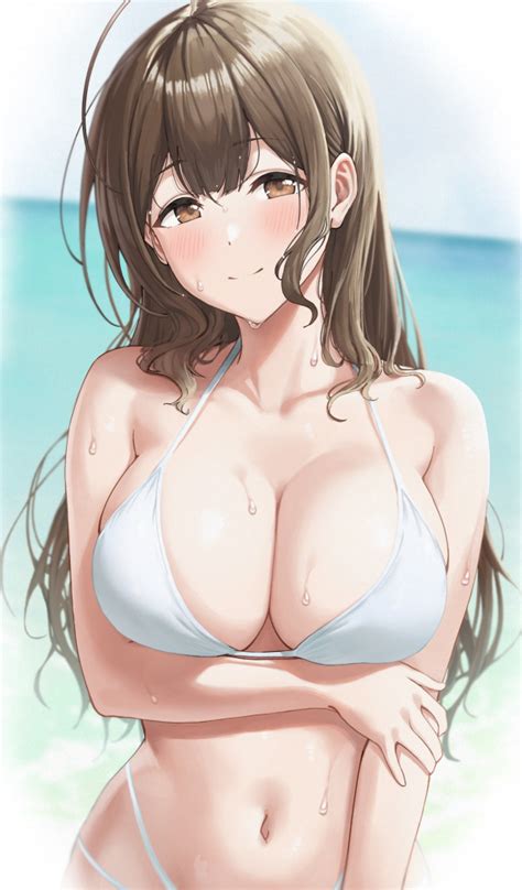 Скачать обои girl hot sexy sea ocean Beach boobs anime раздел сэйнэн в разрешении 600x1024