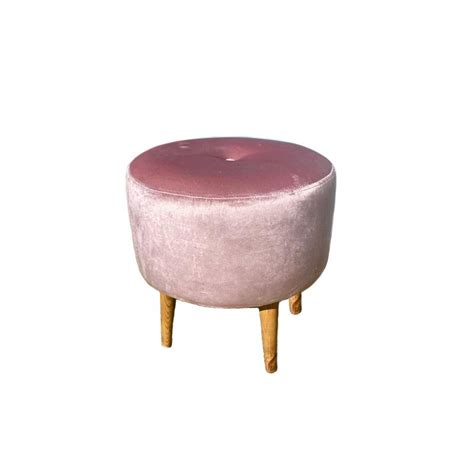 Blush Pink Round Single Ottoman For Hire