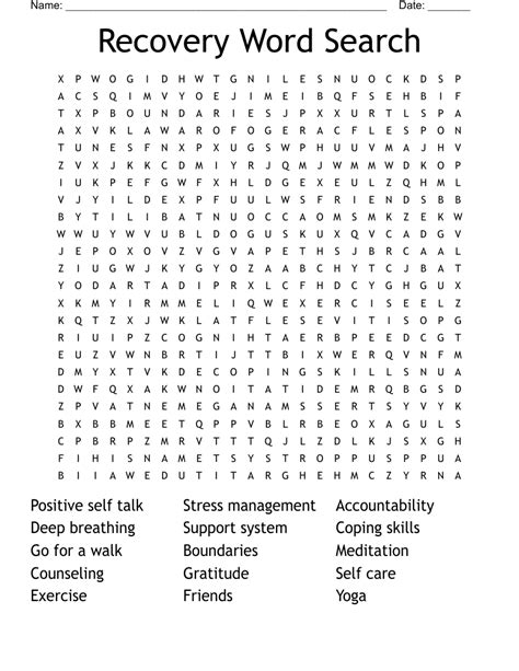 Recovery Word Search Wordmint