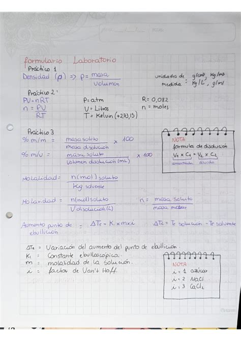 Formulario Laboratorio Quimica General Studocu