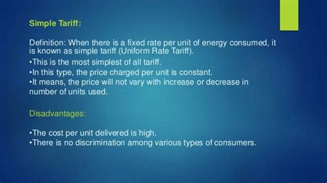 Types of Tariffs