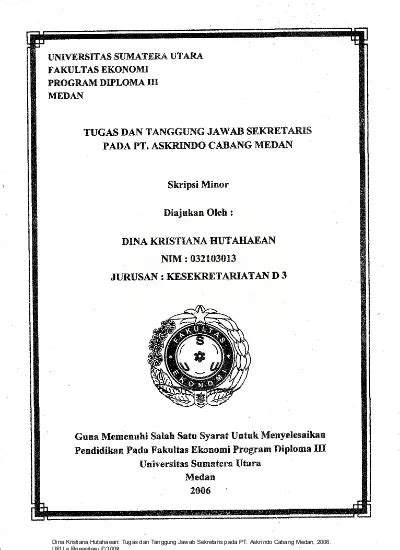 Tugas Dan Tanggung Jawab Sekretaris Pada PT Askrindo Cabang Medan