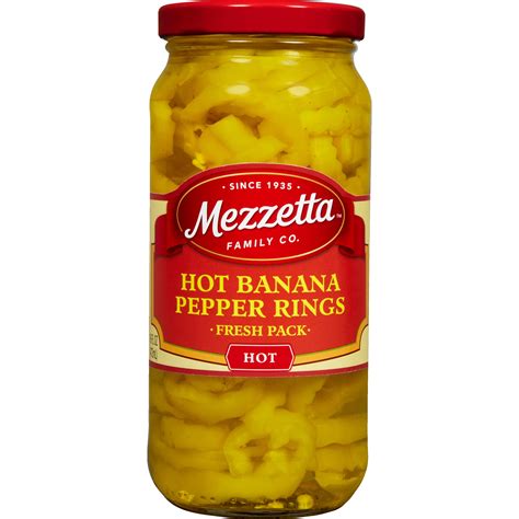 Mezzetta Hot Banana Pepper Rings Sliced Pickled 16 Fl Oz Jar