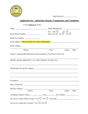 Fillable Online Board Application Form Wilkes County Fax Email Print