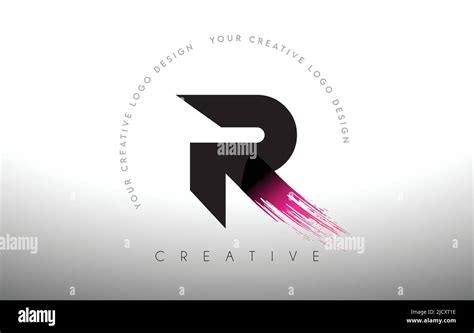 R Paint Brush Letter Logo Design With Artistic Brush Stroke In Black