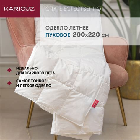 Одеяло Kariguz Чистый пух, 200x220, Летнее, с наполнителем Гусиный пух ...