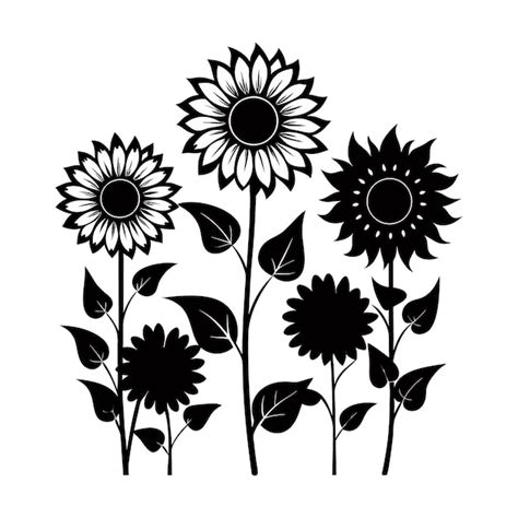 Vector Set Of Sunflowers With A Simple Silhouette Style Premium Ai