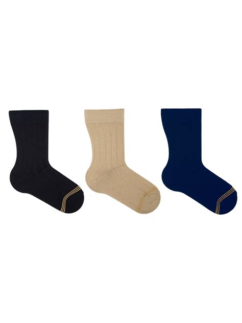 Goldtoe Gold Toe Boys Socks 3 Pack Wide Rib Dress Formal Crew Socks