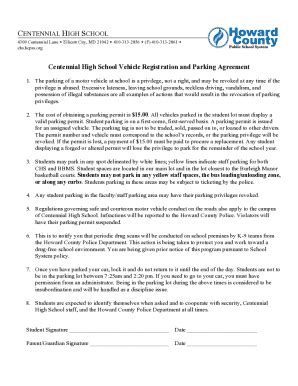 Fillable Online Chs Hcpss CHS Vechicle Parking Application And