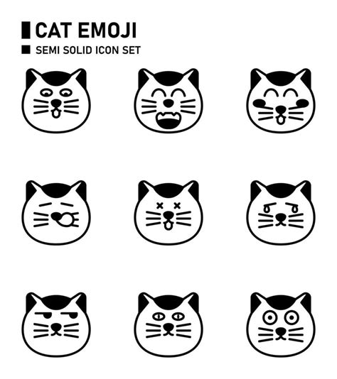 Cat emoji semi solid icon set. 5949656 Vector Art at Vecteezy