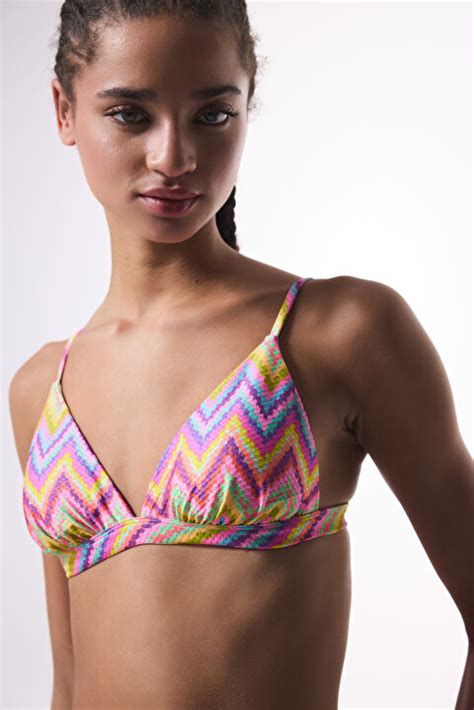 Zigzag Desenli Gen Bikini St Pljt Y Iy Mix Ok Renkli Penti