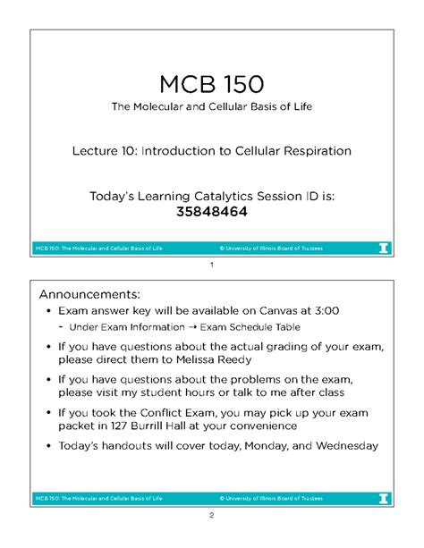 Lecture 10 Full Notes MCB 150 The Molecular And Cellular Basis Of