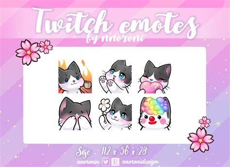 6 Set White Black Cat Twitch Emotes / Sub Badges / Bit Badges / Kawaii ...