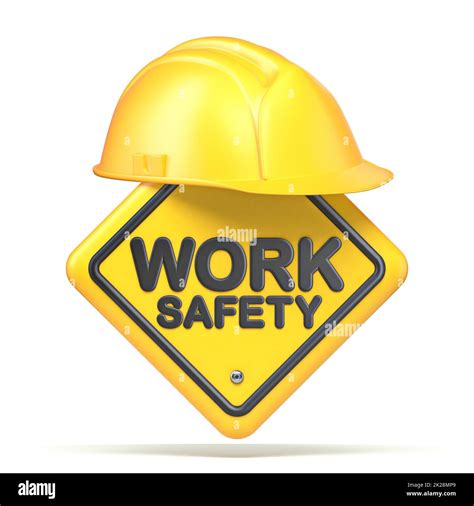 Yellow Helmet And Work Safety Sign 3d Stock Photo Alamy