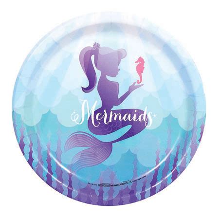 8 Piatti Di Carta Magic Mermaid Da 22 Cm Partyshop It