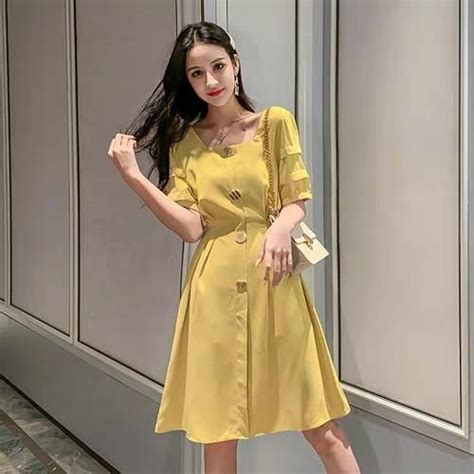 Korean Yellow One Piece Dresskorean Outfit Ideas For Girlskorean