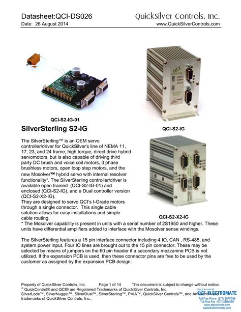 QuickSilver Controls QCI DS026 QCI S2 IG PDF