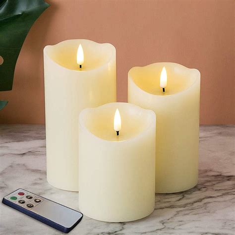 Aku Tonpa Flameless Candles Battery Operated Pillar Real Wax Flickering Moving Wick Electric Led