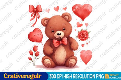 Little Bear Valentine Clipart Graphic By Mockups Up · Creative Fabrica