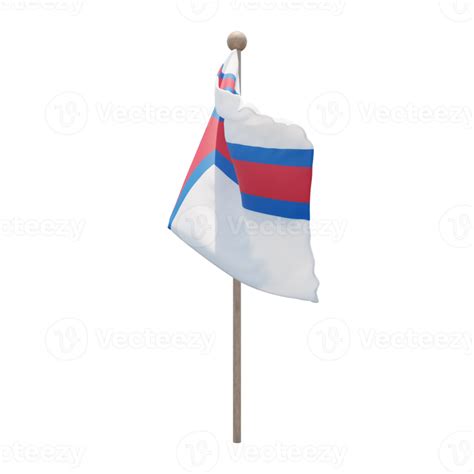 Faroe Islands 3d Illustration Flag On Pole Wood Flagpole 11285867 Png