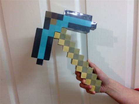 Create Your Own Life Sized Minecraft Diamond Pickaxe Minecraft Diamond Pickaxe Papercraft