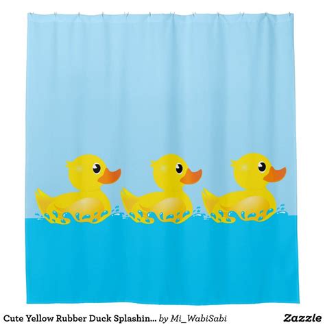 Cute Yellow Rubber Duck Splashing About Shower Curtain | Zazzle ...