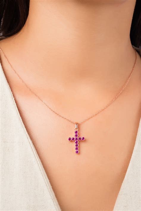 Cross Necklace Birthstone Necklace Birthstone Cross Custom - Etsy