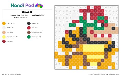 Bowser Fuse Bead Pattern Kandi Pad Kandi Patterns Fuse Bead