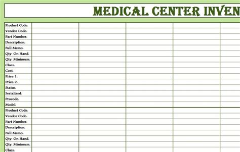 Medical Supply Inventory List Template Excel