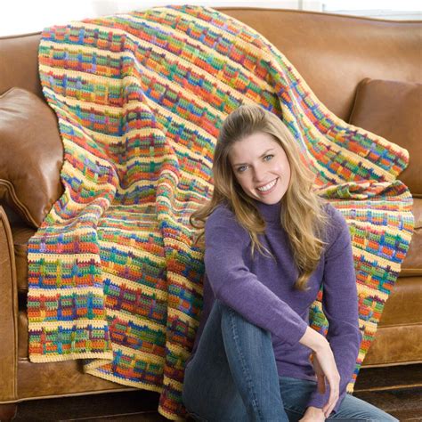 Free Easy Red Heart Brighter Days Throw Crochet Pattern