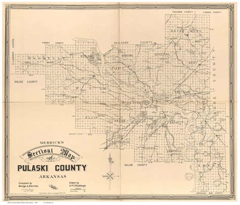 Pulaski County Arkansas 1898 Old Map Reprint Old Maps