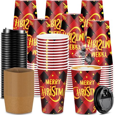 Amazon Yaomiao 120 Pack Christmas Disposable Coffee Cups With Lids