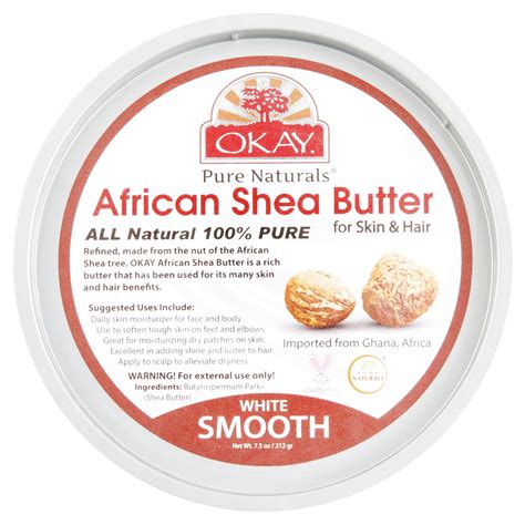 OKAY Pure Naturals White Smooth African Shea Butter 8 Oz