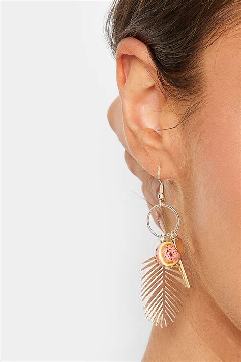 Gold Tone Leaf Drop Cluster Earrings Yours Clothing