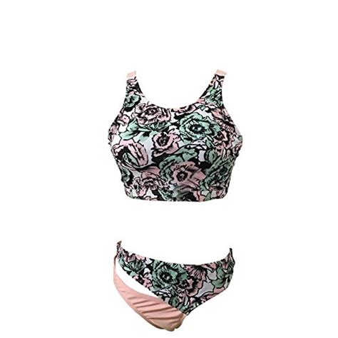 ᐅ FeelinGirl Retro Damen Bandeau Bikini High Waist Push Up Set Druck S