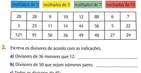 Divisores De Numeros Naturais - AULA COM SABER: Múltiplos e divisores de números naturais - EXERCÍCIOS