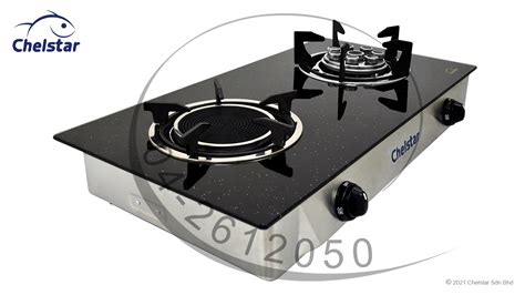 Chelstar Double Burner Glass Table Top Stove Gas Cooker Cgt K