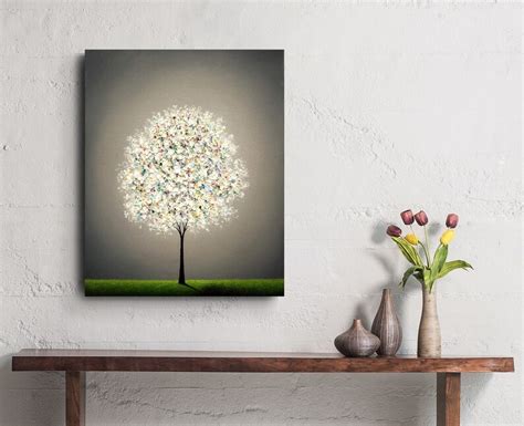 Rainbow Tree Painting ORIGINAL Oil Painting White Textured - Etsy