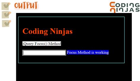 JQuery Focus Coding Ninjas