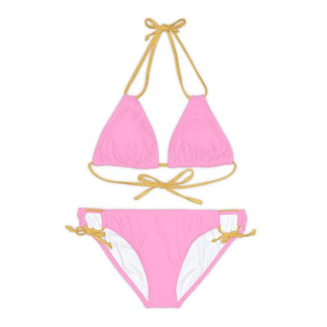 Light Pink Two Piece Bikini Set Light Pink Swimsuit Bikini With Adjustable Straps Summer Gift
