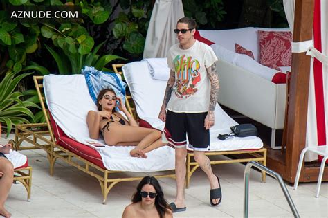 Kaia Gerber Wears A Black Bikini As She Kisses Boyfriend Pete Davidson By The Pool In Miami Aznude