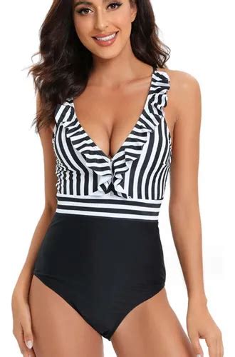 Traje De Baño Mujer Una Pieza Bikini Sexy Raya Playa Nadar Cuotas sin